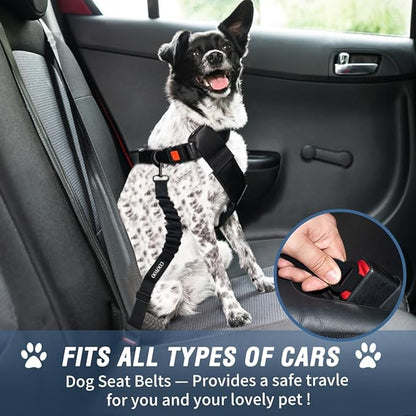 COOYOO Dog Seat Belt,3 Piece Set Retractable Dog Car Adjustable Seatbelts for Vehicle Nylon Pet Safety Heavy Duty &amp; Elastic &amp; Durable Car Harness for Dogs