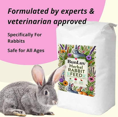 Pampered Chicken Mama Herbal Rabbit Feed 25 LB Bag: Premium Rabbit Food Made with Timothy Hay &amp; Organic Herbs