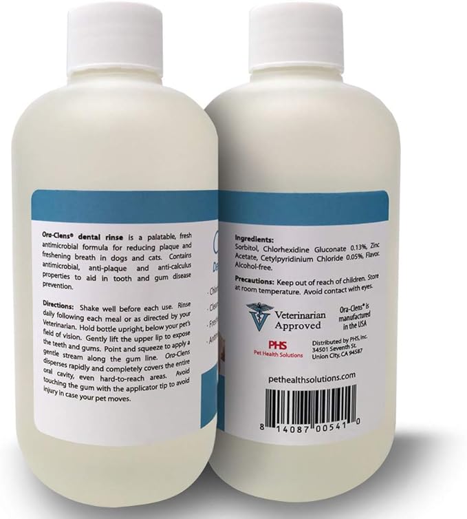 Ora-Clens Dental Rinse for Dogs &amp; Cats - Cleans Teeth, Freshens Breath - Antimicrobial - 8 fl oz
