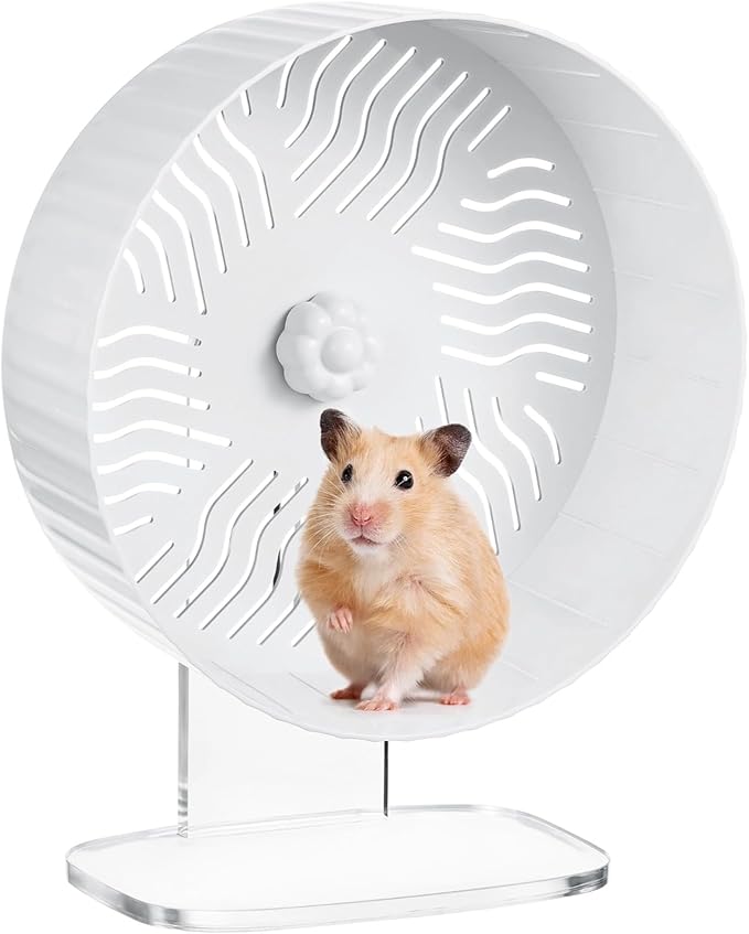 Silent Hamster Wheel, Hamster Exercise Wheel with Adjustable Acrylic Stand, Hamster Exercise Wheel for Gerbil, Syrian &amp; Dwarf, Chinchilla and More Small Animal Hamster Running Wheels (9.5 in)