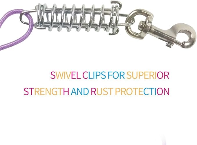 Petest 25ft Tie-Out Cable with Crimp Cover &amp; Buffer Spring for Large Dogs Up to 90 Pounds