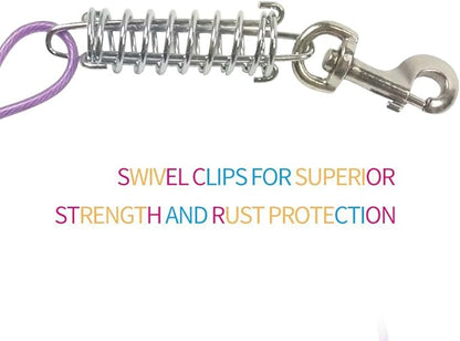 Petest 25ft Tie-Out Cable with Crimp Cover &amp; Buffer Spring for Large Dogs Up to 90 Pounds