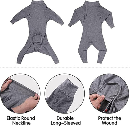 Dog Recovery Suit, Abdominal Wound After Surgery Wear, Prevent Licking Wounds, E-Collar &amp; Cone Alternatives, Long Sleeve Postoperative Shirts Dog Bodysuit Prevent Shedding(3XL, Grey)