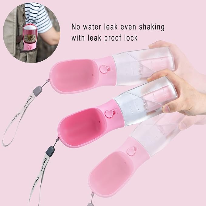 Dog Water Bottle with Food Container &amp; Poop Bag Holder, Travel Water Bowl, Portable Pet Dispenser, Dog Stuff Accessories Items, Puppy Essentials Necessities for Yorkie Chihuahua Walking Hiking