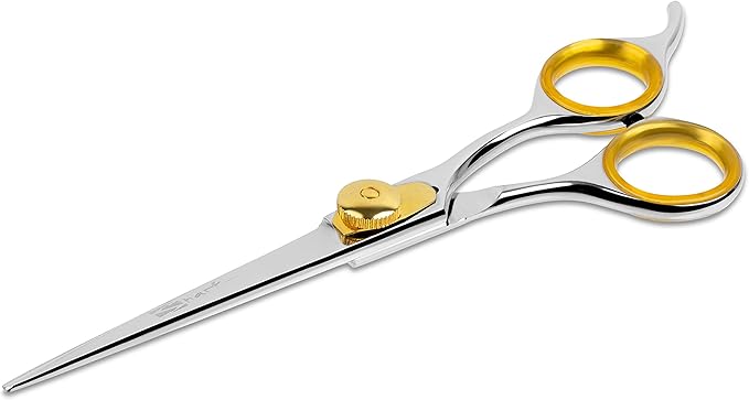 Sharf Gold Touch Pet Grooming Shear | Straight Cat &amp; Dog Grooming Scissors | 6.5 Inch | 440c Japanese Stainless Steel Pet Dog Shearing Scissors | Animal Shears with Removable Comfort Rings