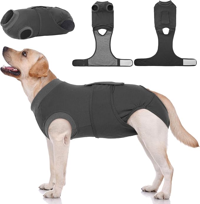 Kuoser Dog Surgery Suit Female Spay, Dog Recovery Suit Male Neuter, Puppy Clothes Onesie for Surgery Anti Licking Abdominal Wounds Pet Surgical Recovery Bodysuit Shirt, Substitute E-Collar &amp; Cone
