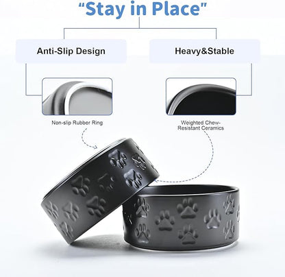 SPUNKYJUNKY Ceramic Dog Bowls 2 Pack, 8.3&