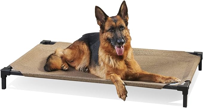 Coolaroo Pro Elevated Dog Bed - Low-Profile Access, Moisture-Resistant Cover, Breathable Fabric &amp; Tool-Free Setup, Nutmeg, Standard