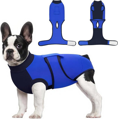 Idepet Dog Recovery Suit Female,Dogs Onesie Suit Surgery Male Breathable Pet Bodysuit for Spay Neuter E-Collar &amp; Cone Alternative Surgical Suit Puppy Abdominal Anti Licking Wounds Shirt (Blue, XL)