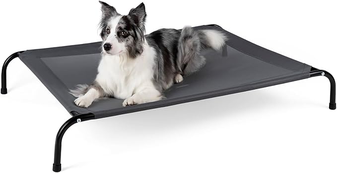 Cooling Elevated Dog Bed for Extra Large Dogs with Non-Slip Floor Protectors &amp; Breathable Mesh, XL Raised Indoor &amp; Outdoor Dog Cot Hammock, 54" L x 35.5" W x 8" Th, X-Large, Grey