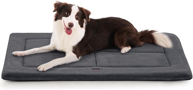 MADE 4 PETS Dog Crate Pad Bed for Medium Large Dogs, Washable &amp; Reversible, Anti-Slip Kennel Mat for Cozy Sleeping, Soft Fluffy Dog Bed for Indoor &amp; Outdoor Use, 35"x23", Dark Gray