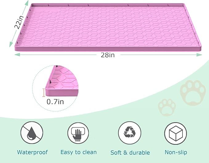 Cat Litter Mat, Silicone Large Cat Mat for Litter Box - 28x22 in, Waterproof &amp; Non-Slip, Durable &amp; Easy Clean, Pink