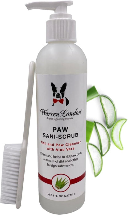 Warren London Paw Scrub – Deep Cleaning Paw &amp; Nail Cleanser with Aloe Vera – Removes Dirt &amp; Grime – Includes Scrub Brush – Made in USA - 8 oz