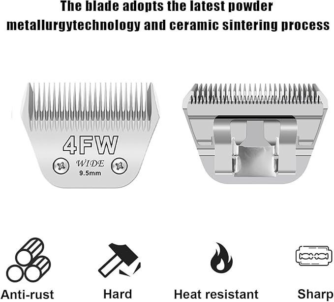 2pcs 4FW Wide Blades for Dog Grooming Blades Compatible with Andis,Oster A5,Wahl km10 Dog Clippers,Size-