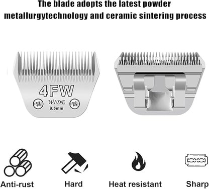 2pcs 4FW Wide Blades for Dog Grooming Blades Compatible with Andis,Oster A5,Wahl km10 Dog Clippers,Size-