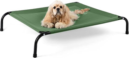 Cooling Elevated Dog Bed with Non-Slip Floor Protectors &amp; Breathable Mesh, Raised Indoor &amp; Outdoor Dog Cot Hammock, 41" L x 32" W x 8" Th, Medium, Green