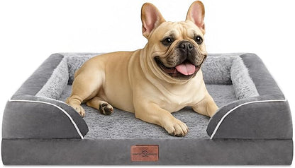Comfort Expression Small Dog Beds Waterproof Orthopedic Foam Dog Sofa Beds for Medium Dogs Comfy Pet Bed with Washable Removable Cover &amp; Non-Slip Bottom(Small,Grey)