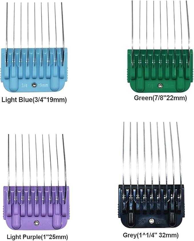 Professional Animal Stainless Steel 4 Color Guide Comb Set Compatible with andis Oster A5 wahl km10 10