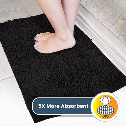 Muddy Mat® Original Dog Door Mat for Muddy Paws, Super Absorbent Microfiber, Non-Slip Washable Pet Rug, Quick Dry Chenille Entryway Carpet, Machine Washable Indoor Outdoor mat, Black 24"x96"