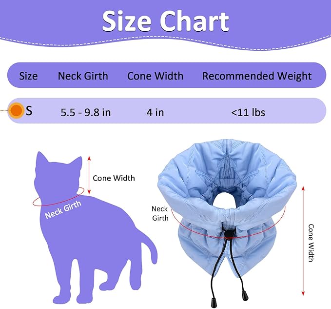 Soft Cat Cone Collar for Recovery - Adjustable, Lightweight Elizabethan Collar Alternative for Small Cats &amp; Kittens