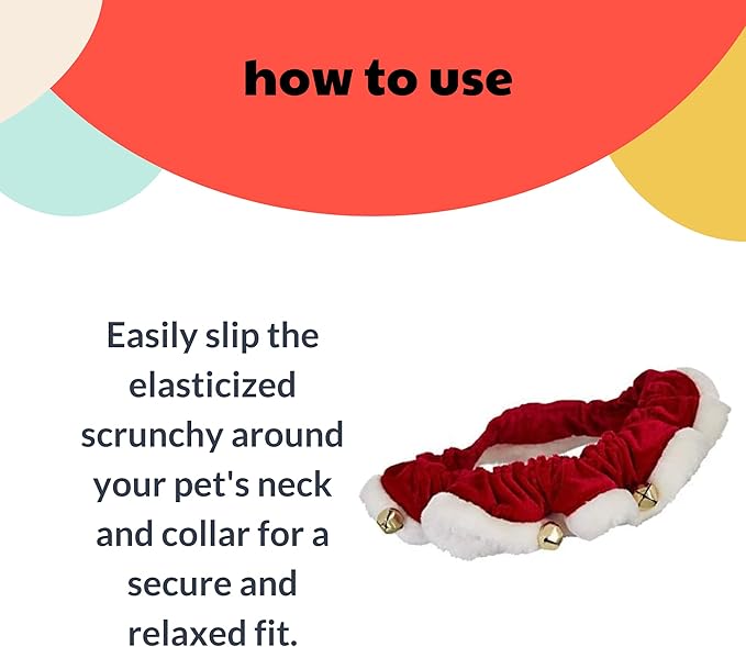 Huxley &amp; Kent Ruff Pet Scrunchy | Santa (Medium) | Festive Christmas/Holiday Neckwear for Dogs/Cats | Fun Stretchable Costume Accessory | Soft Collar with Bells