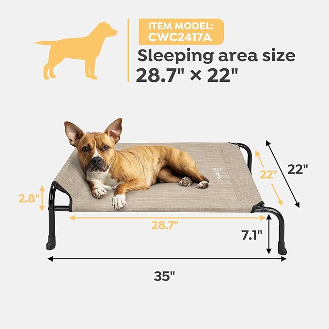 Veehoo Original Elevated Dog Cot - One-Sided Raised Headboard Cooling Pet Bed, Non-Slip &amp; Breathable, L, CWC2417A