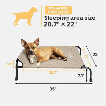 Veehoo Original Elevated Dog Cot - One-Sided Raised Headboard Cooling Pet Bed, Non-Slip &amp; Breathable, L, CWC2417A