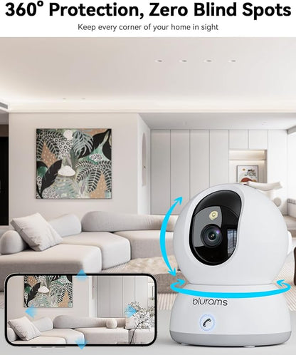 blurams Pet Camera 4K, 8MP Indoor Cameras for Home Security with One-Touch Call, Color Night Vision, Motion Tracking, 5GHz/2.4GHz Wi-Fi, Cloud &amp; SD Card Storage, Wi-Fi 6