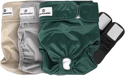 Pet Parents® Washable Dog Diapers (3pack) + Extendrs® of Durable Doggie Diapers, Premium Dog Diapers Female (X-Large, Spruce)