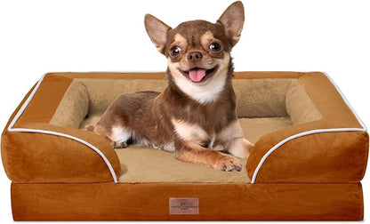 Comfort Expression Small Dog Beds Waterproof Orthopedic Foam Dog Sofa Beds for Small Dogs Comfy Pet Bed with Washable Removable Cover &amp; Non-Slip Bottom(X-Small,Caramel)