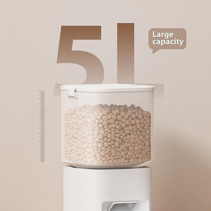 5L/21 Cups Automatic Cat Feeder, Timed Automatic Pet Feeders, Cat Dry Food Dispenser Dual Power, 10 Meals Programmable 1-15 Portion Control Cats Feeder, Pet Food Dispenser for Cats &amp; Puppy(Not WiFi)