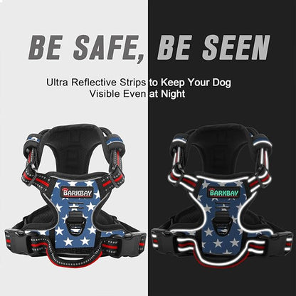 BARKBAY No Pull Dog Harness Front Clip Heavy Duty Reflective Easy Control Handle for Large Dog Walking(Star,M)