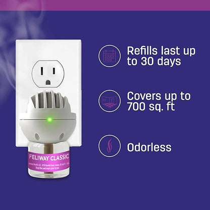 FELIWAY Classic Cat Calming Pheromone Diffuser: 1 Diffuser Kit &amp; 3 Refills