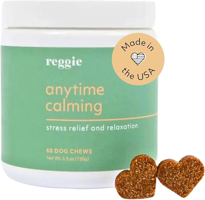 Reggie Anytime Calming Chews for Dogs | Natural Calming Dog Treats to Reduce Hyperactivity, Separation Anxiety, &amp; Stress | Vet-Approved &amp; Ideal for All Ages, Breeds, and Sizes - 60 Soft Chews