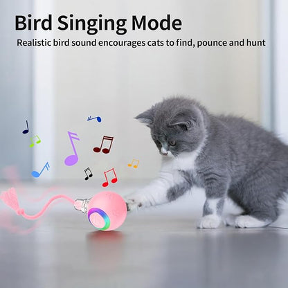 Interactive Cat Toys, Automatic Moving Cat Toys for Bored Indoor Adult Cats, Fast Rolling, Chirping &amp; Motion-Activated Kitty Toys, Fun Gift for Cats with Speedy Tail 2.0, USB Rechargeable,Pink
