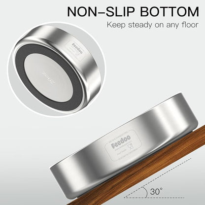 20oz Stainless Steel Cat Food &amp; Water Bowl - Double Walled 304 Stainless Steel Non-Slip Cat Dish | BPA-Free &amp; Dishwasher Safe for Indoor Cats