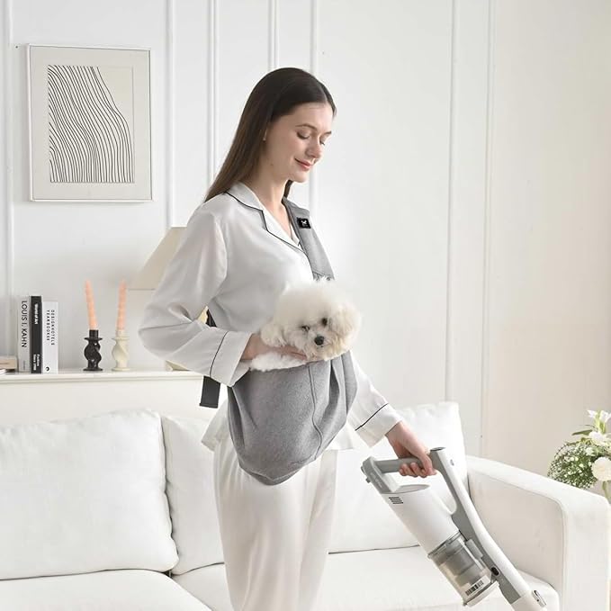 Dog &amp; Cat Carrier Sling, Adjustable Soft Padded Shoulder Puppy Carrier, Hands-Free Dog Carrier Bag with Double Safety Buckles Premium Material for Outdoor Travel (Light Gray, L)