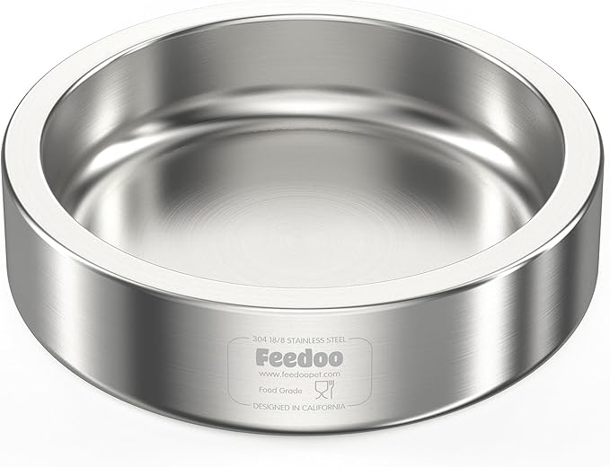 20oz Stainless Steel Cat Food &amp; Water Bowl - Double Walled 304 Stainless Steel Non-Slip Cat Dish | BPA-Free &amp; Dishwasher Safe for Indoor Cats