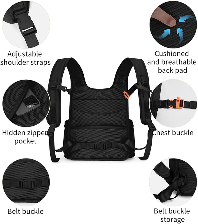 OFY Cat Carrier Puffy Backpack Breathable Small Dog Front Backpack Large Space for Small Dogs, Drawstring &amp; Water-Resisant Pet Bag for Travel Hiking, Black Patent Pending