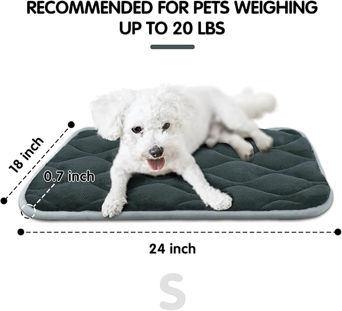furrybaby Dog Crate Pad for Dog Cages Flat Crate Mat Kennel Pad with Anti-Slip Bottom Machine Washable for Pet Bed Sleeping (S 24x18&