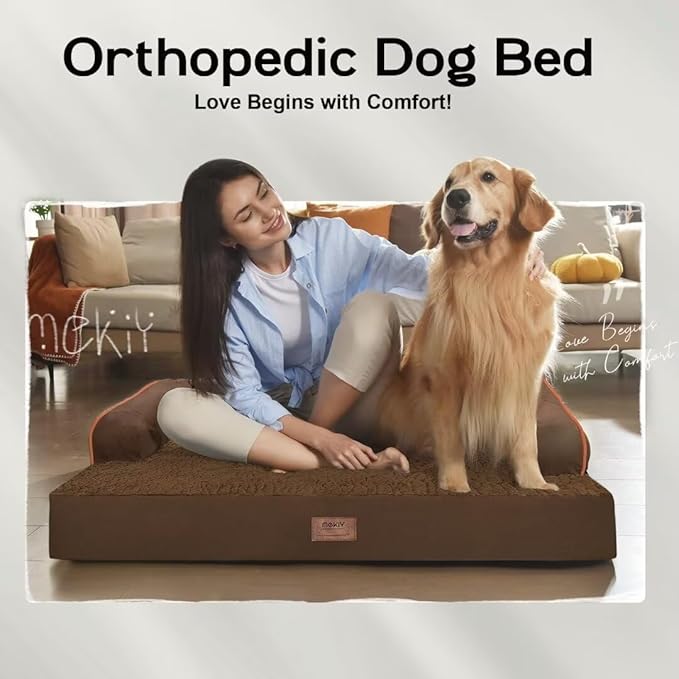 Dog Bed Medium Size Dog-Orthopedic Waterproof Bed for Dogs,Foam Couch Sofa with Washable Removable Cover &amp; Non-Slip Bottom-Coffee