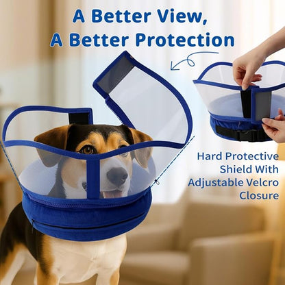 Soft Dog Cone Collar, Inflatable Donut Cones Alternative After Surgery with Anti-Lick Shield, for Large/Medium/Small Dogs to Stop Licking, Elizabethan Neck Ecollars of Shame, Comfy E Pillow Recovery