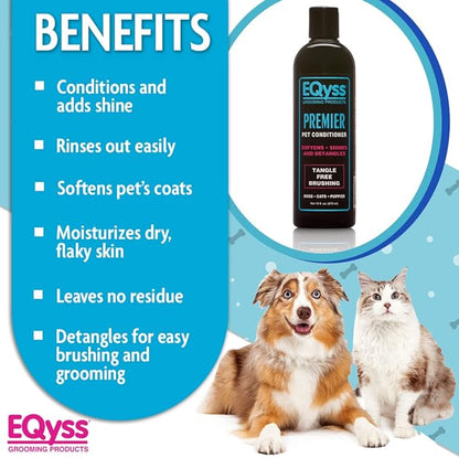 EQyss Premier Pet Conditioner - Moisturizes, Softens, &amp; Conditions Dry Coat &amp; Hair, Detangles &amp; Adds Shine - for all Dogs, Cats, Puppies (16 oz)