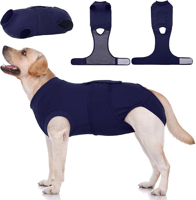 Kuoser Dog Surgery Suit Female Spay, Dog Recovery Suit Male Neuter, Puppy Clothes Onesie for Surgery Anti Licking Abdominal Wounds Pet Surgical Recovery Bodysuit Shirt, Substitute E-Collar &amp; Cone
