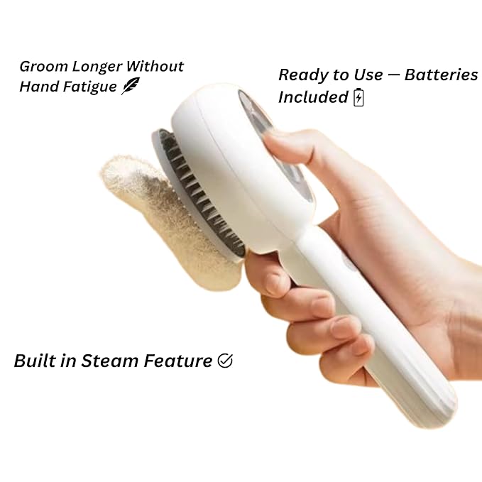 Steam Pet Grooming Brush for Dogs &amp; Cats – Self-Cleaning De-Shedding &amp; Hair Removal Comb with Water Spray, Anti-Static &amp; Massage Tool for Long &amp; Short Hair by Vivid Creations