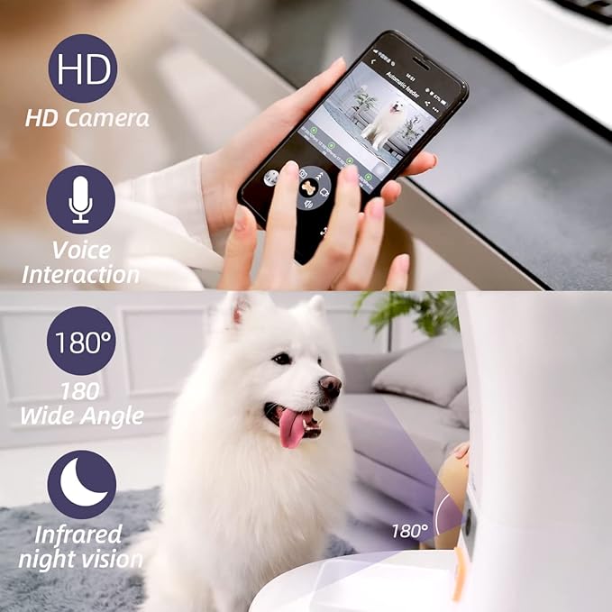 SKYMEE 12L 5G WiFi Aautomatic Dog Feeder Large Breed &amp; Automatic cat feeders 1080P Full HD Pet Camera Treat Dispenser Food Dispenser