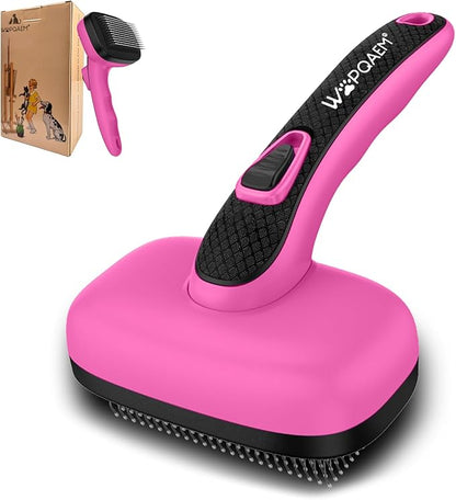 Self Cleaning Slicker Brush for Shedding Long Short Haired Dogs &amp; Cats, Remove Loose Tangling Knot Undercoat Fur Mats, Grooming Brush with Retractable Bristles for Small Medium Large Pet, Pink