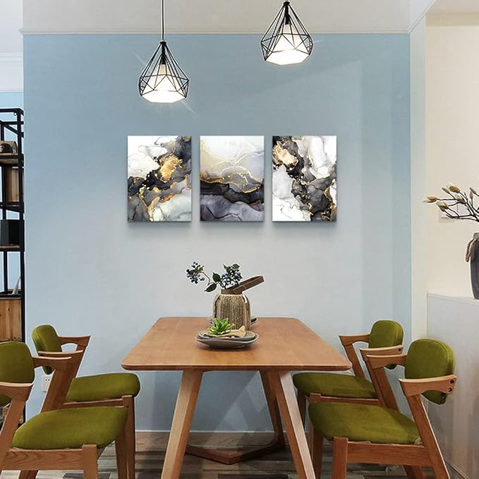 Boho Wall Decor - Abstract Ink Paintings, Framed Wall Art for Living Room, Bedroom &amp; Office - 20" X 28" - 3 Piece Set