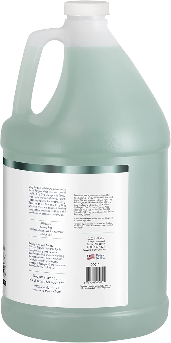 Bobbi Panter Dog Shampoo - Made in USA - All Natural Formula for Itch Relief &amp; Soothing Skins, Concentrated 16:1 for Professional Groomers - Green Apple Scent, 1 Gallon
