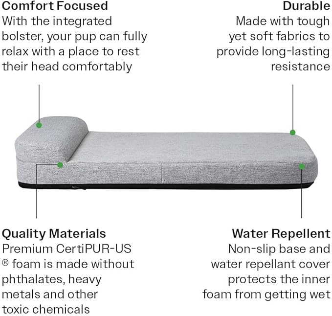 Diggs Bolstr Orthopedic Dog Bed with Headrest - Dog Crate Bed for Evolv Crate &amp; Other Standard Pet Kennels - Durable &amp; Comfortable - (Medium)